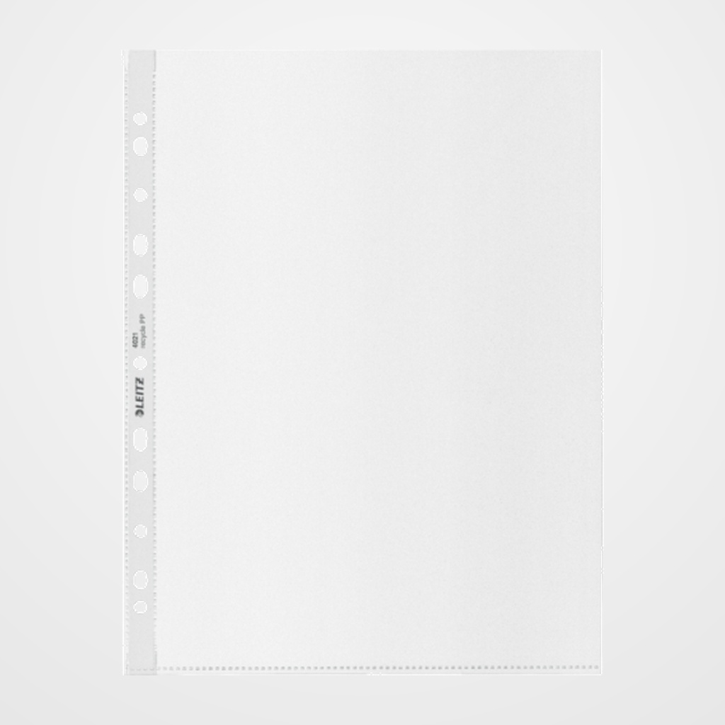 FUNDA MULTITALADRO LEITZ RECYCLE GRAN CAPACIDAD PP 100µ PIEL de NARANJA A4+ 11 TAL. BOLSA de 25
