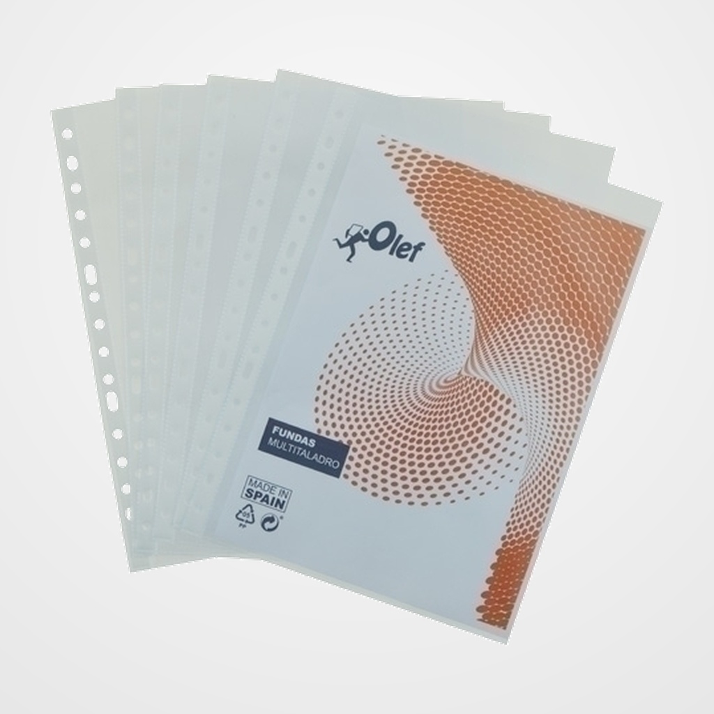 FUNDA MULTITALADRO OLEF PP  90µ PL.NJ. A4 16 TAL.RFZO. PAQUETE de 100