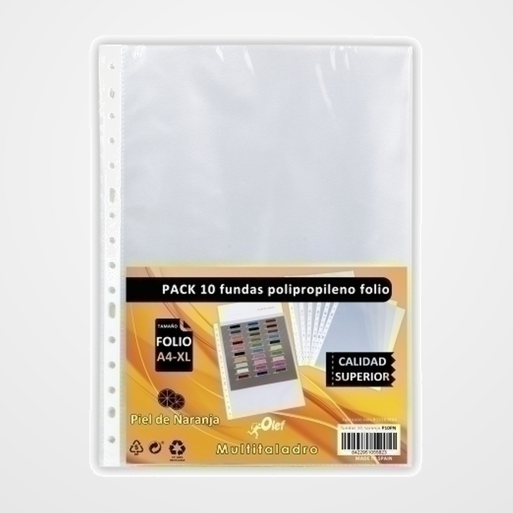 FUNDA MULTITALADRO OLEF PP  90µ PL.NJ. Fº 16 TAL.RFZO. PACK DE 10