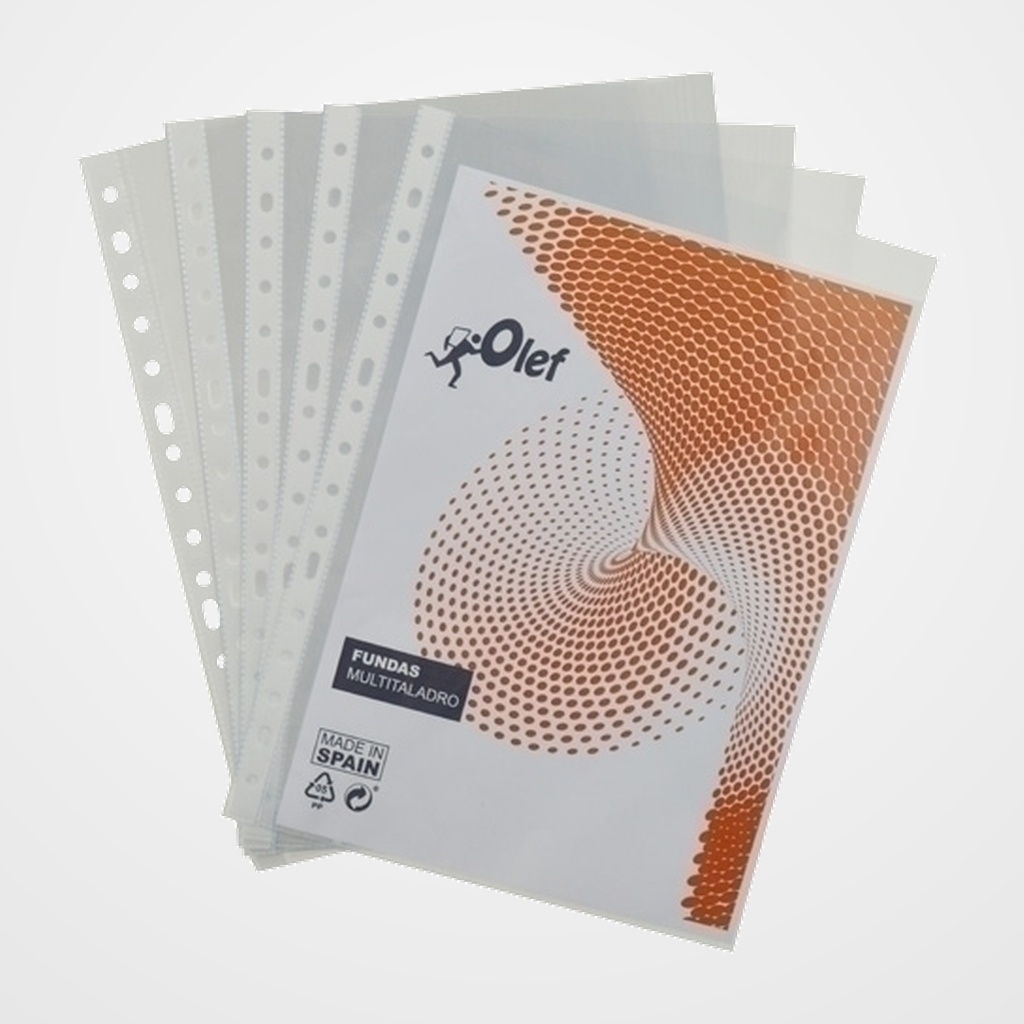 FUNDA MULTITALADRO OLEF PP  90µ CRISTAL LISO Fº 16 TAL.RFZO. PAQUETE de 100