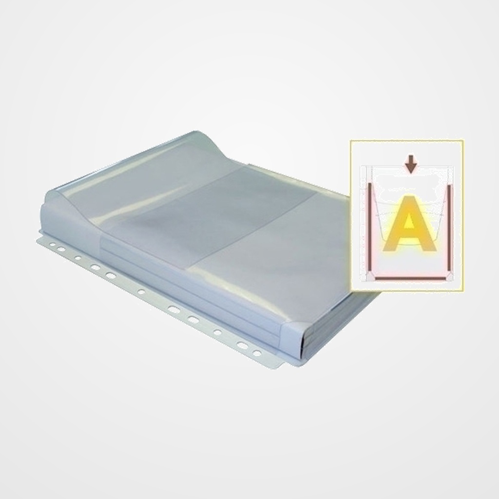 FUNDA MULTITALADRO FUELLE GRAFOPLAS 25mm PVC 180µ A4 11 TAL. A  (SOLAPA) BOLSA de 5