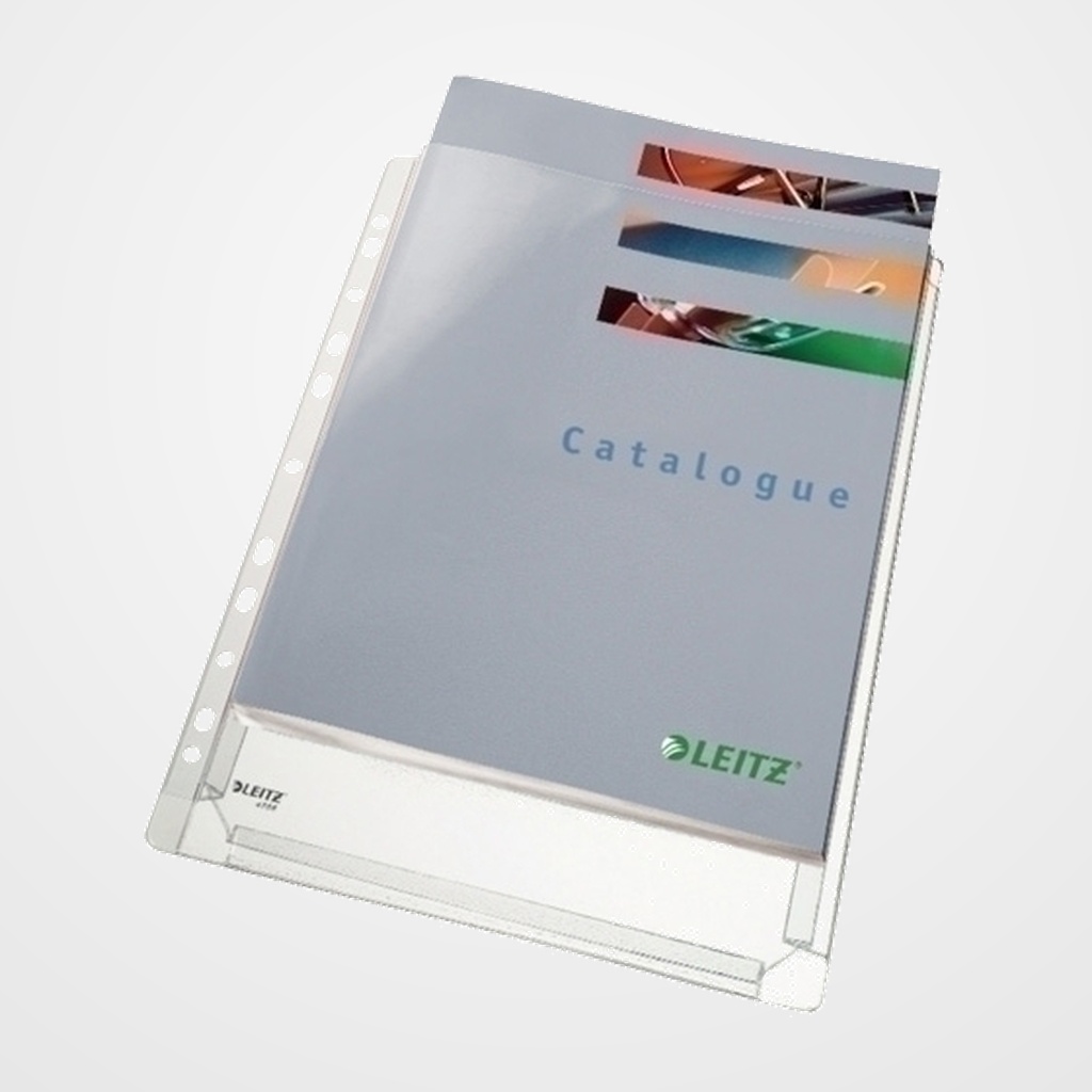 FUNDA MULTITALADRO FUELLE LEITZ 20mm PVC 170µ LISO A4 11 TAL. BOLSA de 10