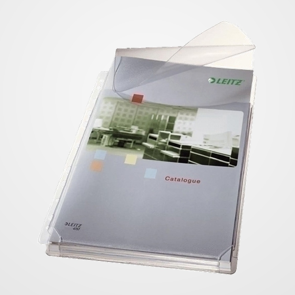 FUNDA MULTITALADRO FUELLE LEITZ 20mm PVC 170µ LISO A4 11 TAL. SOLAPA BOLSA de 5