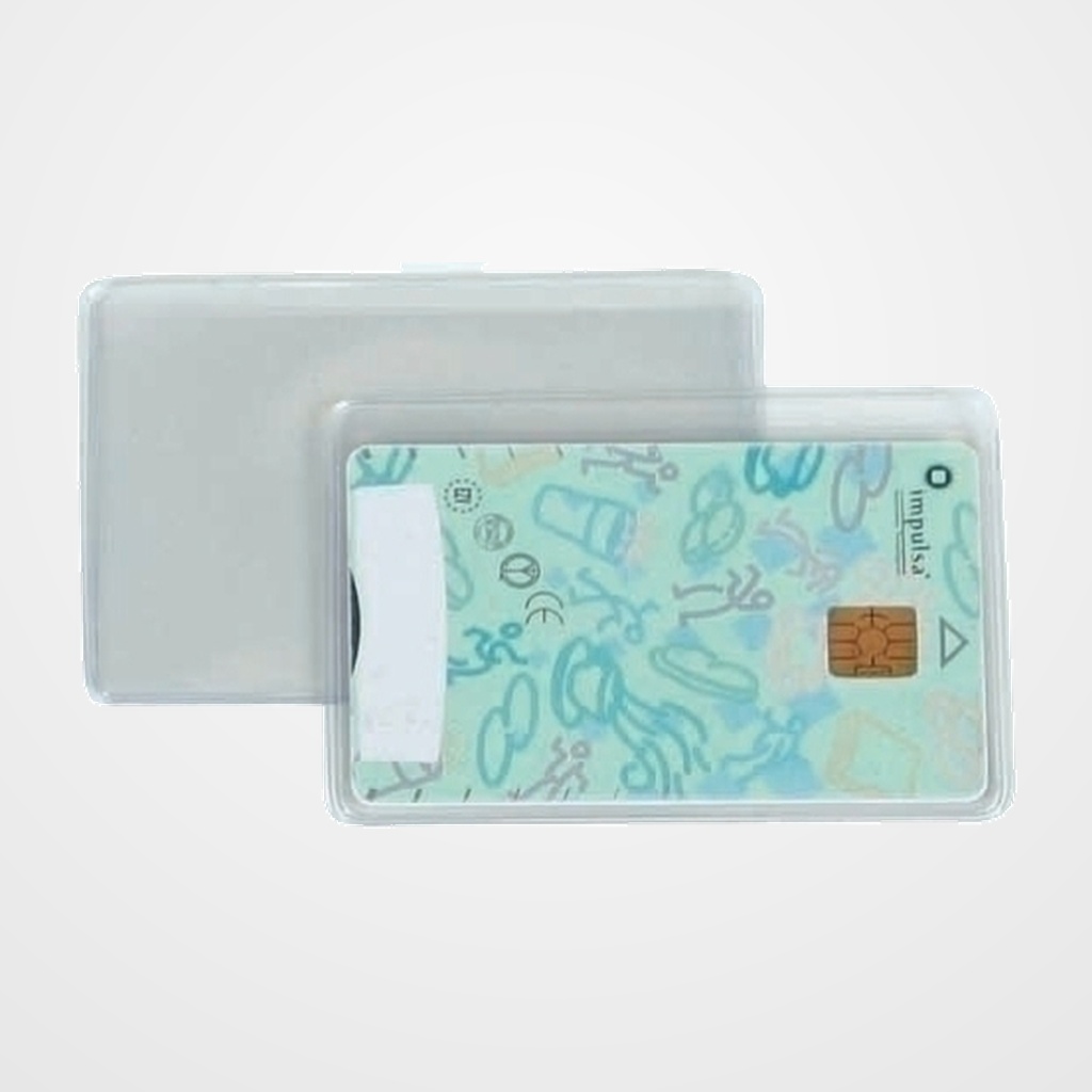 FUNDA PORTACARNET IBERPLAS PVC 150µ REBAJE CRISTAL 55x85mm (NIF) PAQUETE de 50