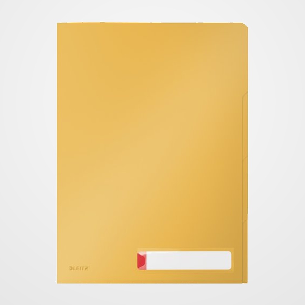 DOSIER ANGULO RECTO LEITZ COSY PP RECICLABLE SEMI OPACO A4 con PESTAÑAS AMARILLO PACK de 3