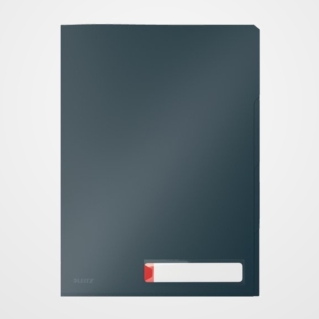 DOSIER ANGULO RECTO LEITZ COSY PP RECICLABLE SEMI OPACO A4 con PESTAÑAS GRIS PACK de 3