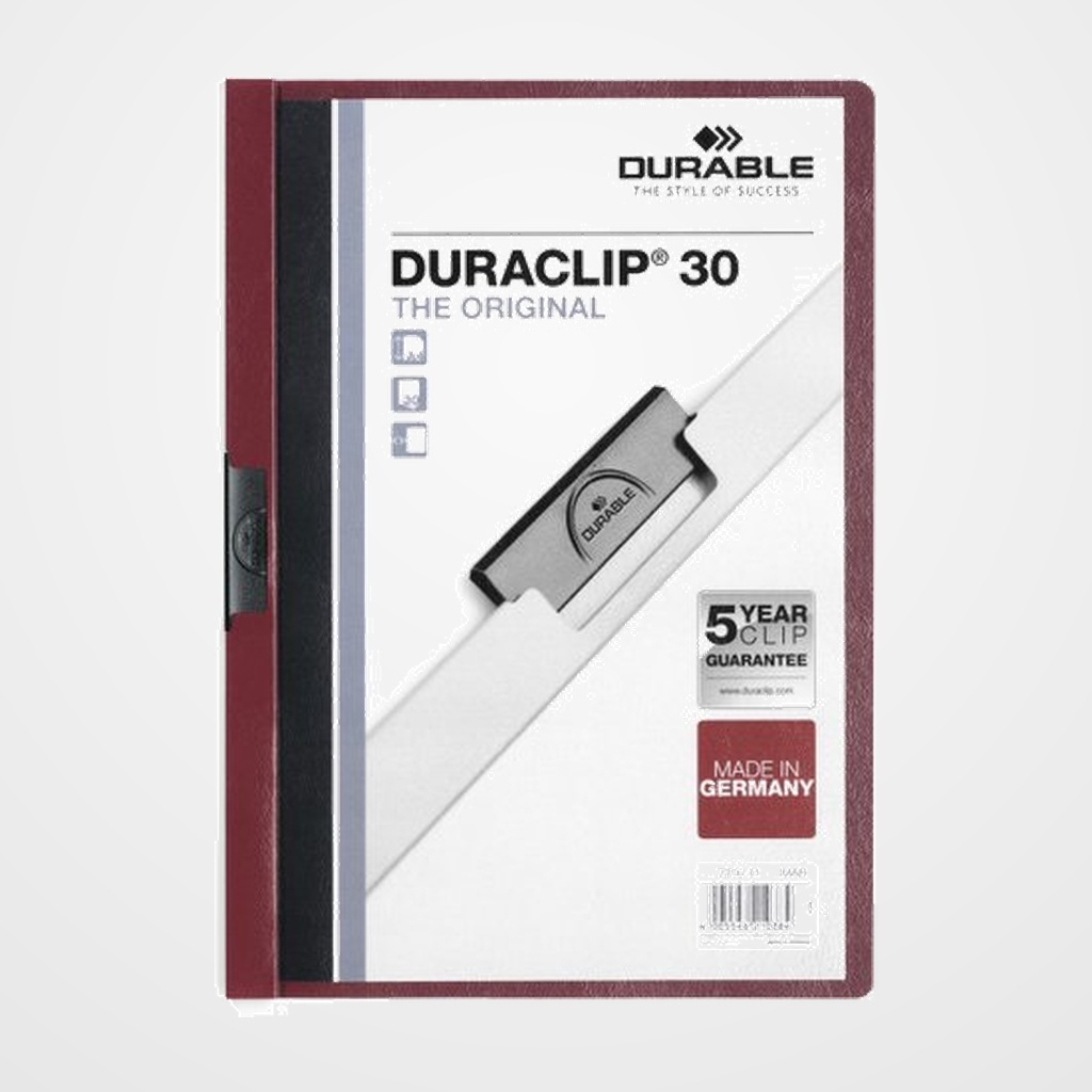 DOSIER CLIP DURACLIP PVC A4 2200 pinza METAL 30h BURDEOS