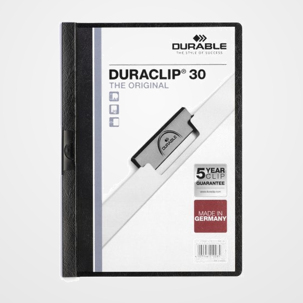 [18001007] DOSIER CLIP DURACLIP PVC A4 2200 pinza METAL 30h NEGRO