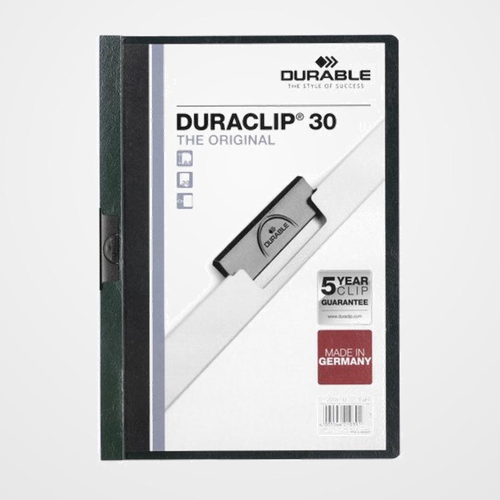 DOSIER CLIP DURACLIP PVC A4 2200 pinza METAL 30h VERDE OSCURO