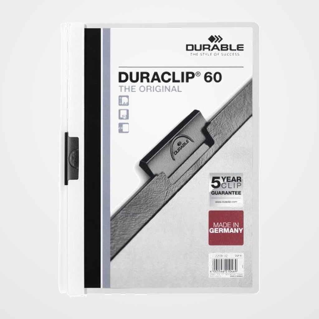 [18001039] DOSIER CLIP DURACLIP PVC A4 2209 pinza METAL 60h BLANCO