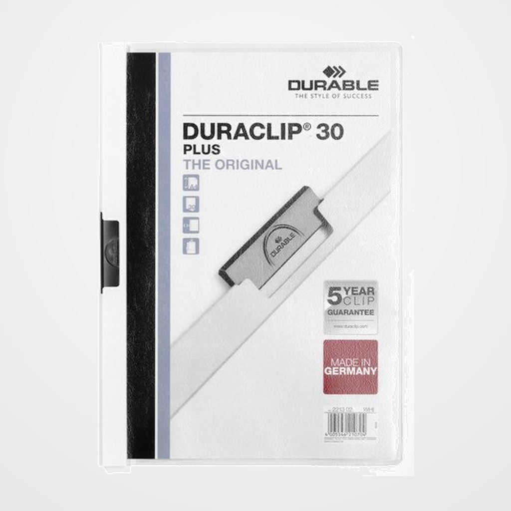DOSIER CLIP DURACLIP PVC A4 2213 CANGURO pinza METAL 30h BLANCO
