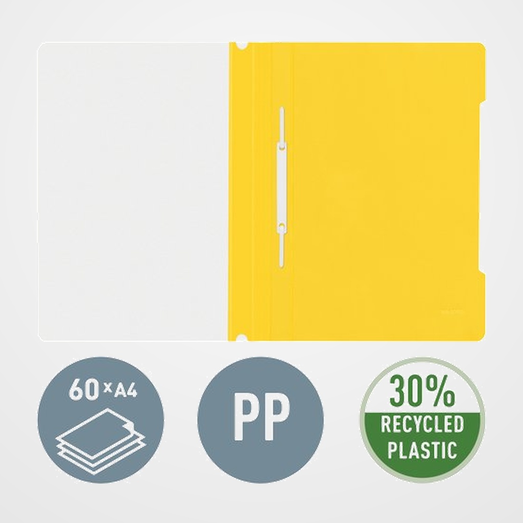 DOSIER FASTENER LEITZ (PLASTICO) PVC A4 con TARJETERO AMARILLO