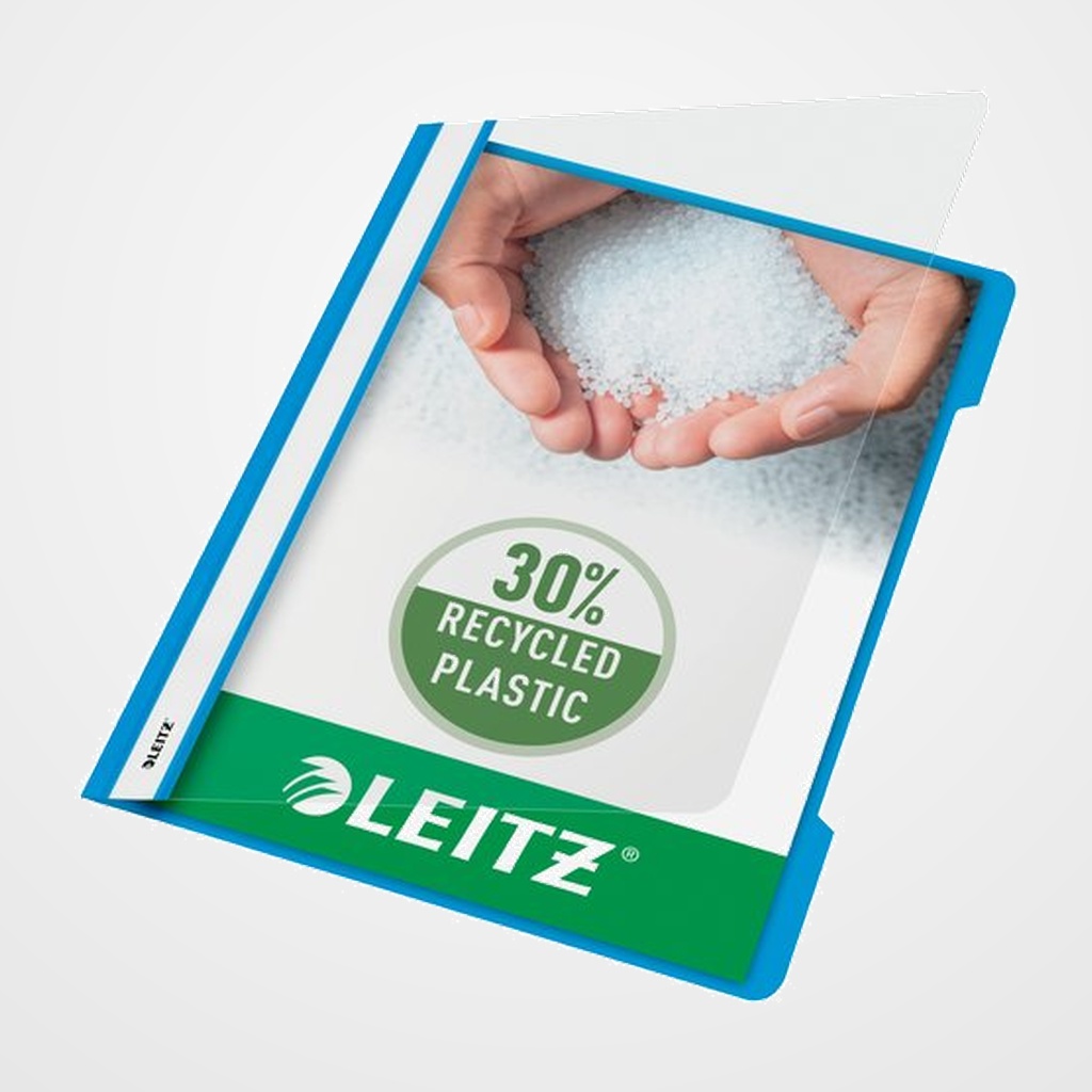 DOSIER FASTENER LEITZ (PLASTICO) PVC A4 con TARJETERO AZUL CLARO