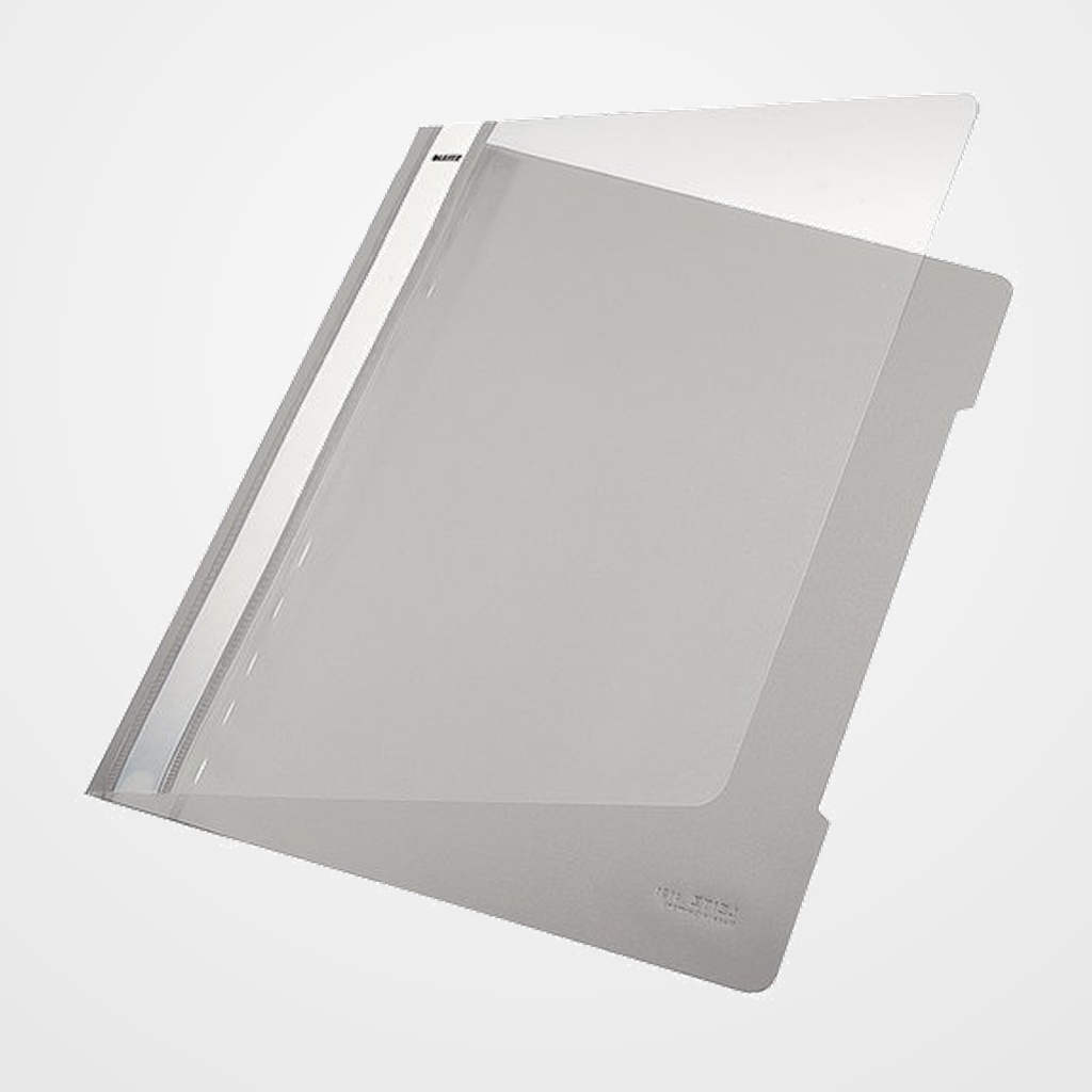 DOSIER FASTENER LEITZ (PLASTICO) PVC A4 con TARJETERO GRIS