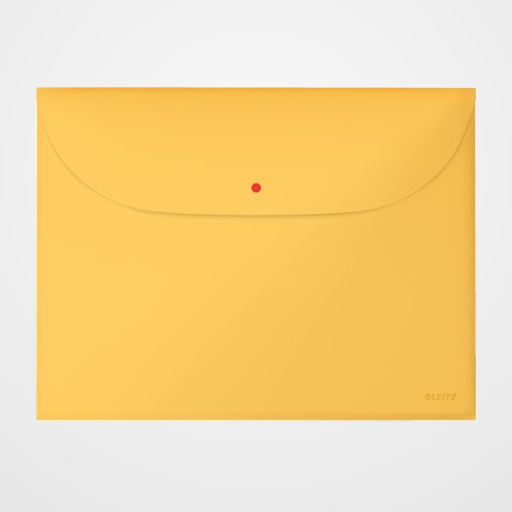 DOSIER SOBRE LEITZ COSY PP OPACO BROCHE A4 con DOS BOLSILLOS AMARILLO PACK DE 3