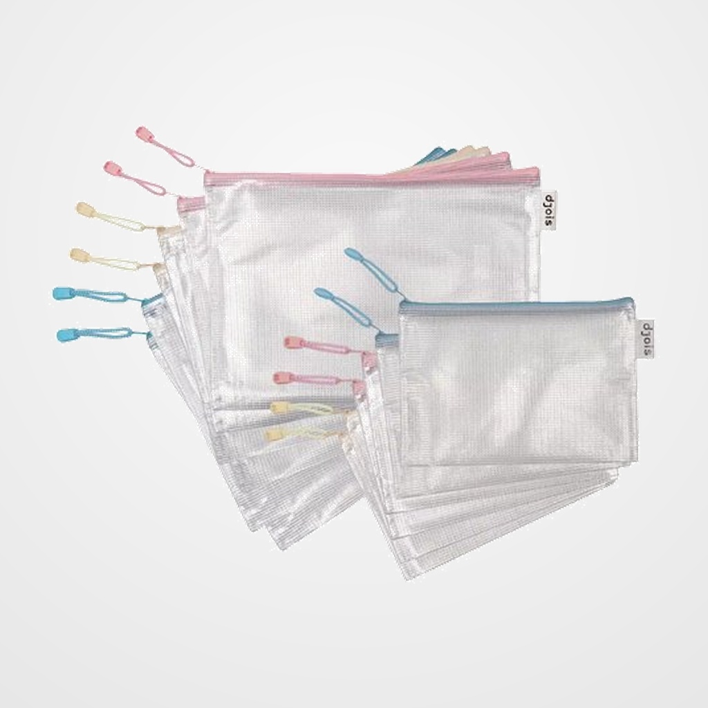 DOSIER SOBRE DJOIS CREMALLERA PVC A4 PASTELES SURTIDO (3 col.) PAQUETE de 6