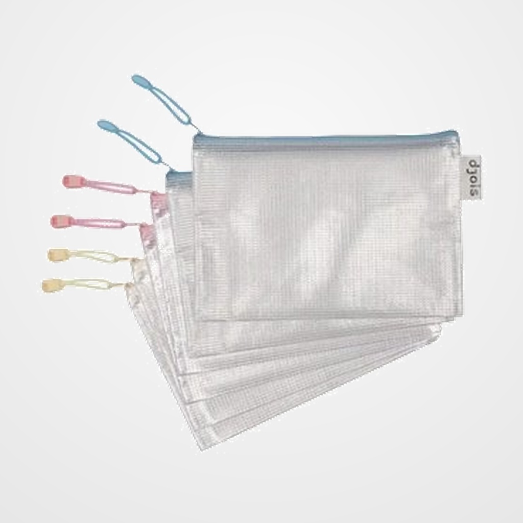 DOSIER SOBRE DJOIS CREMALLERA PVC A5 PASTELES SURTIDO (3 col.) PAQUETE de 6