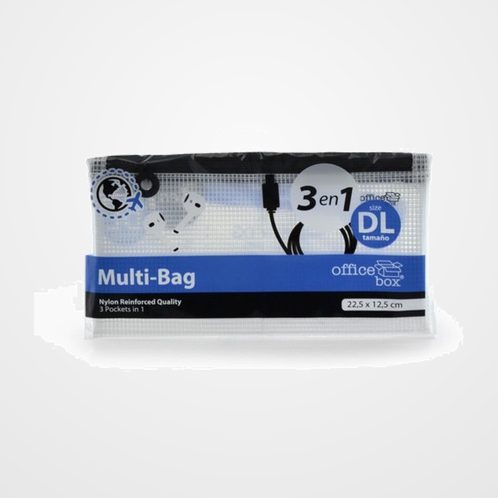 DOSIER SOBRE OFFICE BOX  CREMALLERA DL con BOLSILLO 3 en 1 NEGRO