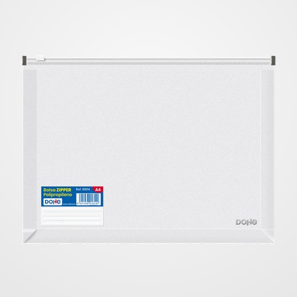 DOSIER SOBRE DOHE ZIP A4 APAISADO EXPANDIBLE PP TRANSLUCIDO