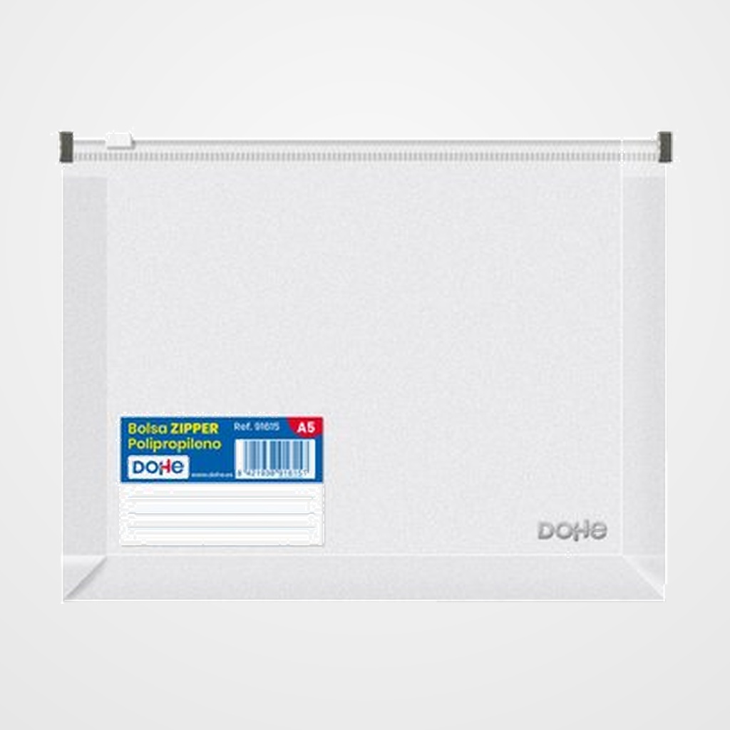 DOSIER SOBRE DOHE ZIP A5 APAISADO EXPANDIBLE PP TRANSLUCIDO