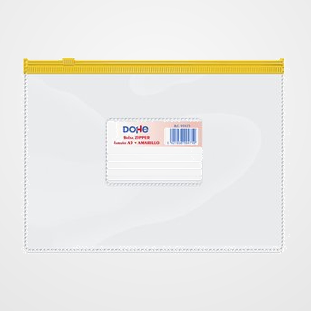 DOSIER SOBRE DOHE ZIPPER A5 APAISADO PVC TRANSPARENTE/AMARILLO