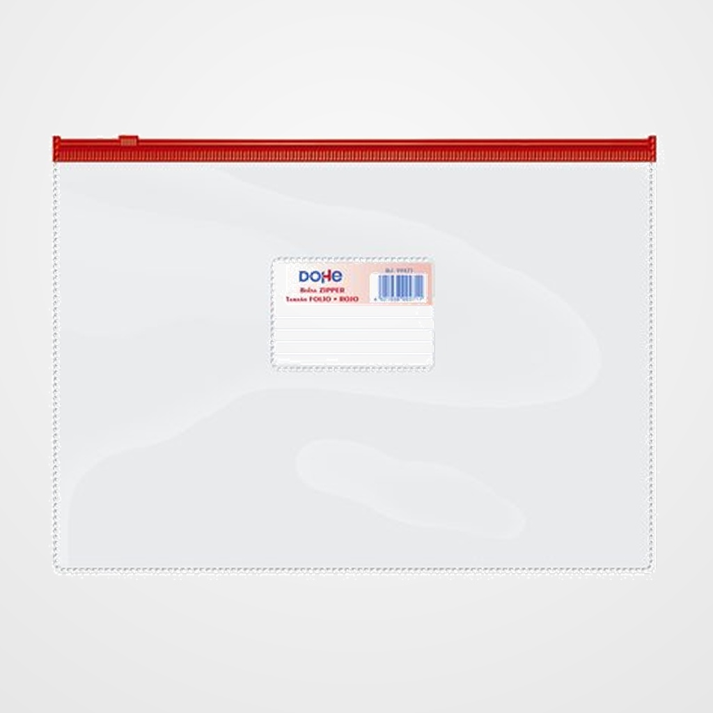 DOSIER SOBRE DOHE ZIPPER Fº APAISADO PVC TRASPARENTE/ROJO