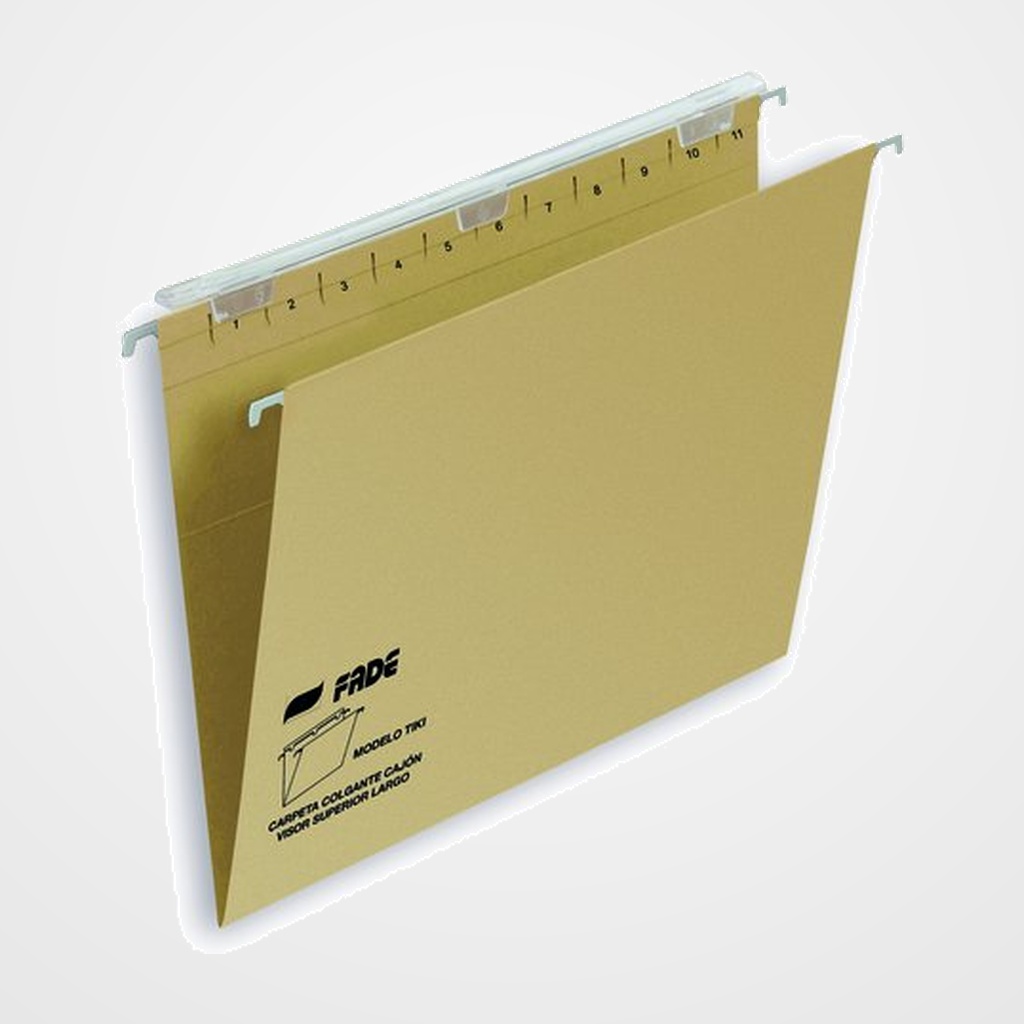 CARPETA COLGANTE FADE cart.TIKI visor PANORAMICO  V  KRAFT ECO 220g Fº PAQUETE de 25 (T20090)