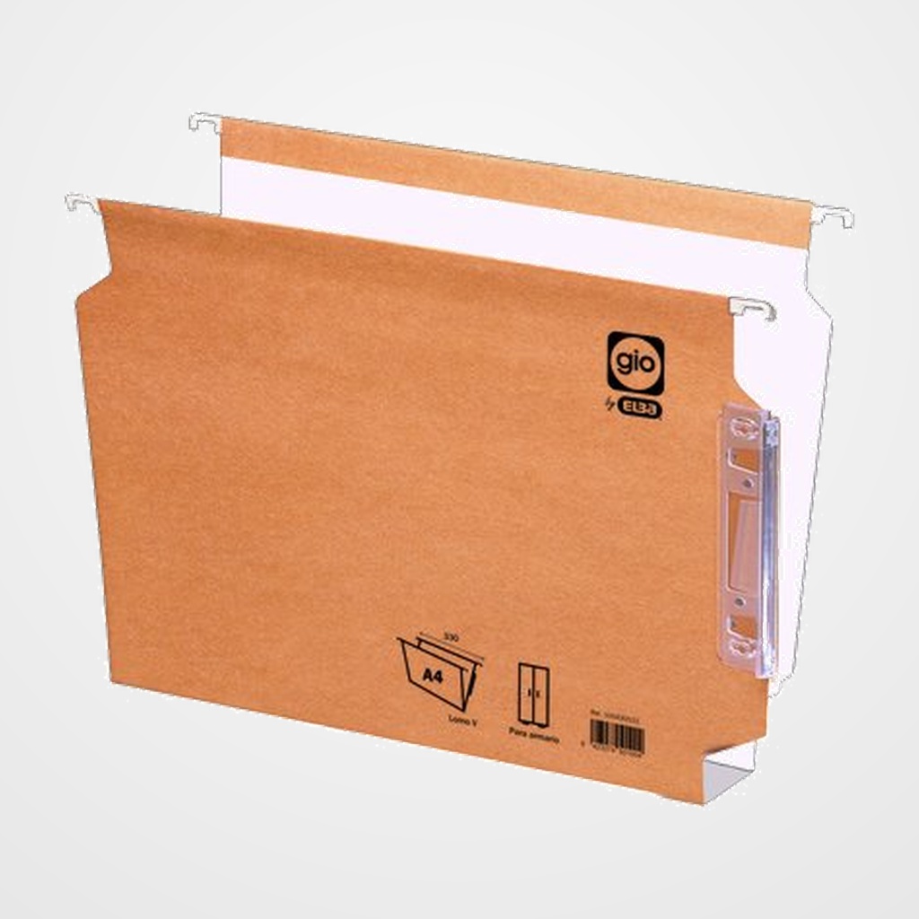 CARPETA COLGANTE GIO cart.ARCON visor LATERAL  U  BICOLOR 240g A4 20mm PAQUETE de 25 (50120/50320/A13020)