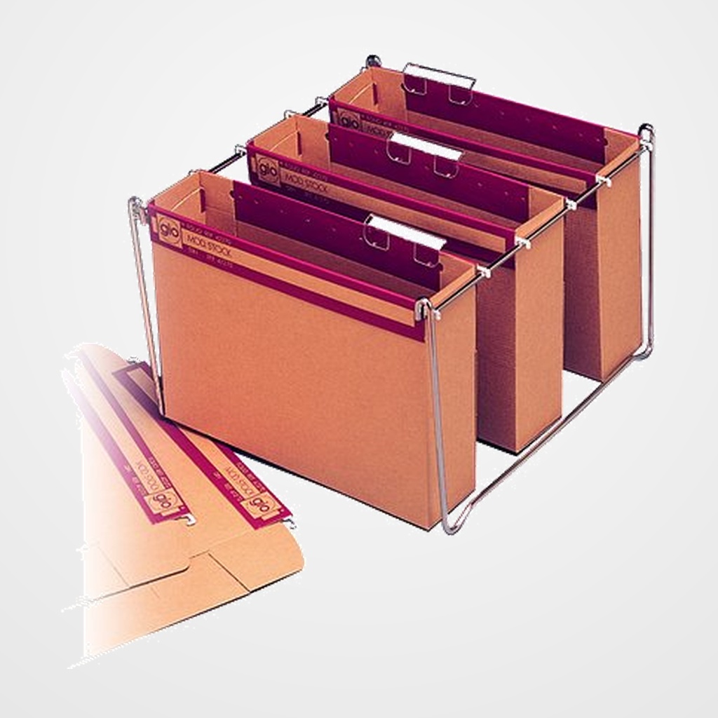 CARPETA COLGANTE GIO cart.CRISTAL visor SUPERIOR  STOCK  385g Fº 75mm PAQUETE de 10 (42270)