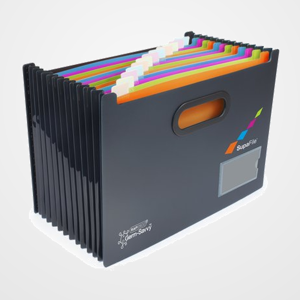 BASTIDOR CARPETAS COLGANTES RAPESCO ANTIBACTERIANO SUPAFILE A4 13 POCKET MULTICOLRES (1300 hojas) NEGRO