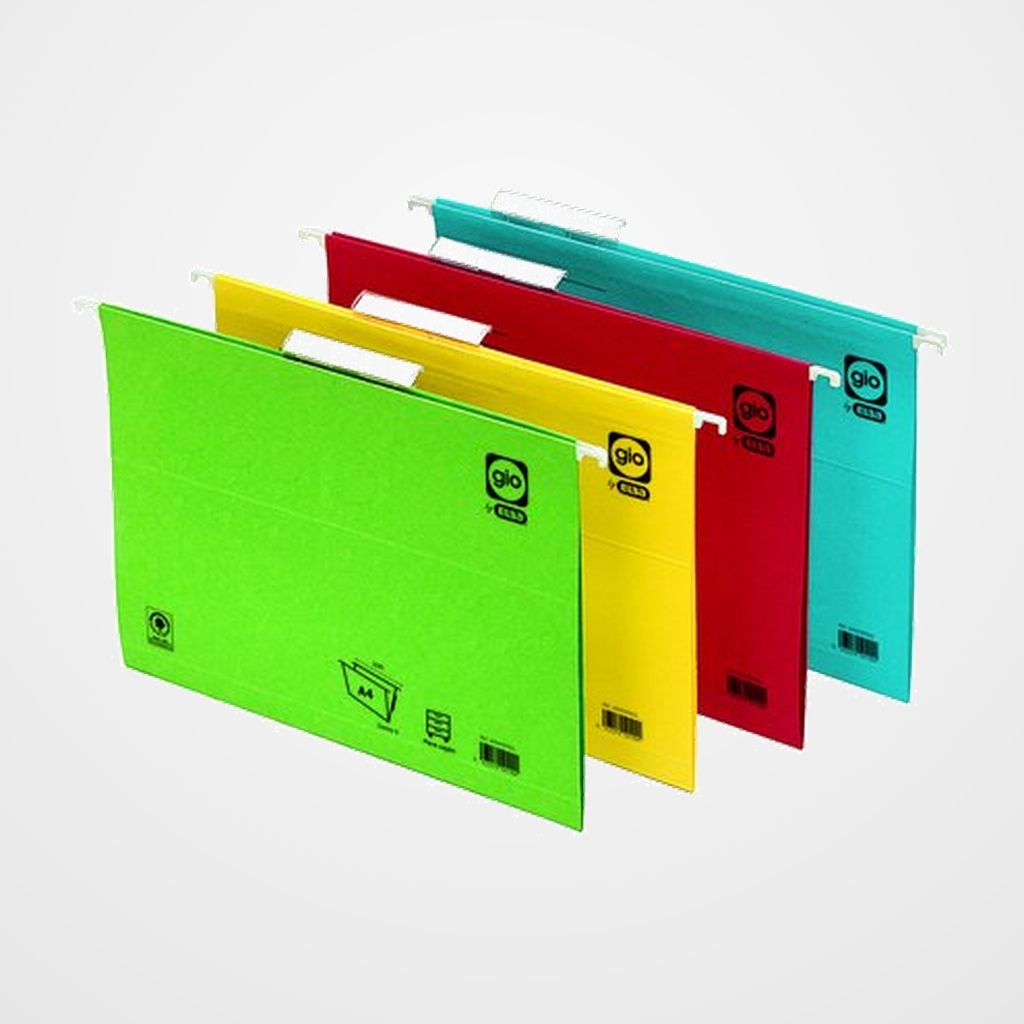 CARPETA COLGANTE GIO cart.CRISTAL visor SUPERIOR  V  color 230g Fº ROJO PAQUETE de 25 (42203/K20044)