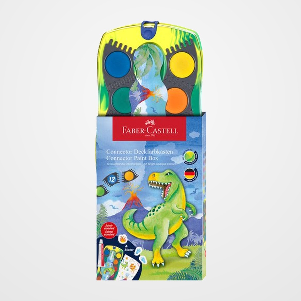 ACUARELAS FABER-CASTELL CONNECTOR DINOSAURIO ESTUCHE de 12