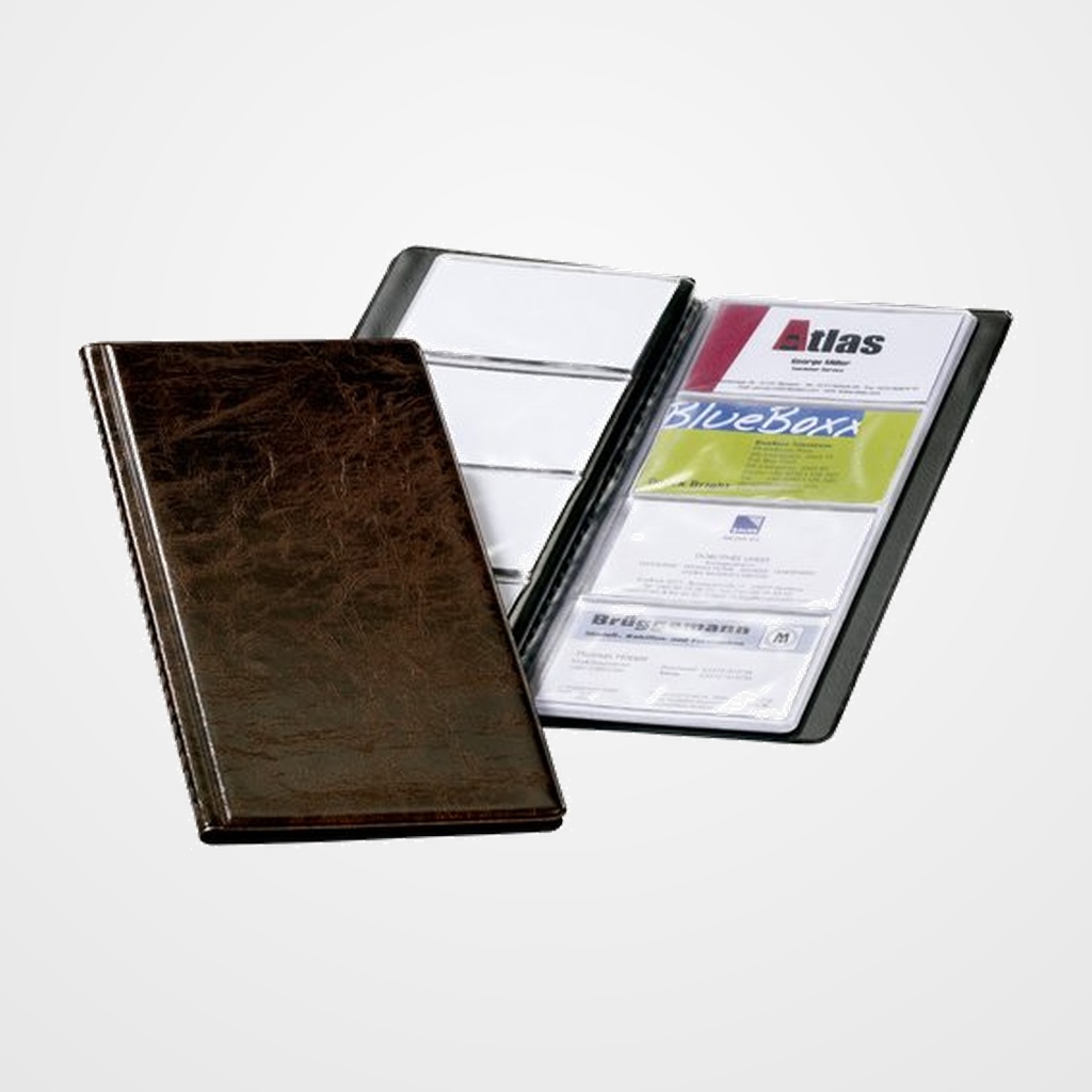TARJETERO lomo soldado DURABLE VISIFIX 2380 115x253mm 12 fundas 96 tarjetas NEGRO