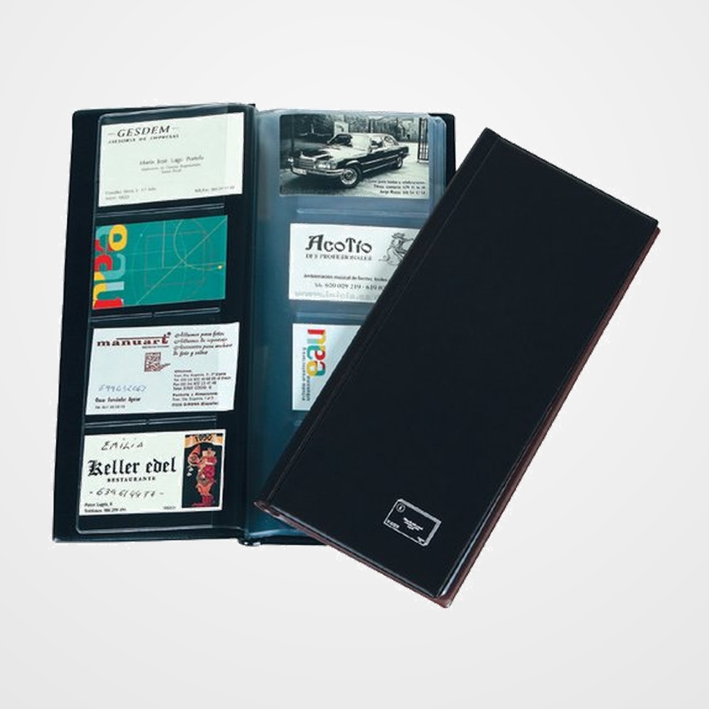 TARJETERO lomo soldado IBERPLAS 2/3 20 fundas 160 tarjetas LISO STANDARD NEGRO