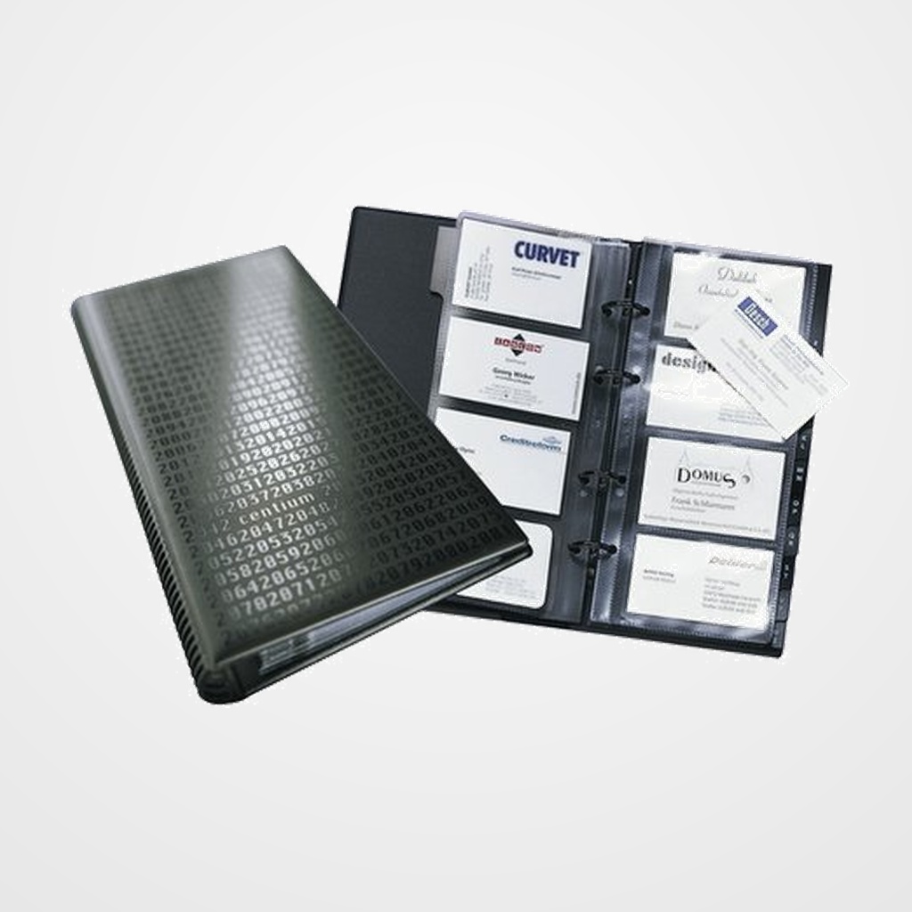 TARJETERO 4 anillas DURABLE VISIFIX CENTIUM 2403 4º 25 fundas y sep.A-Z 200 tarjetas NEGRO