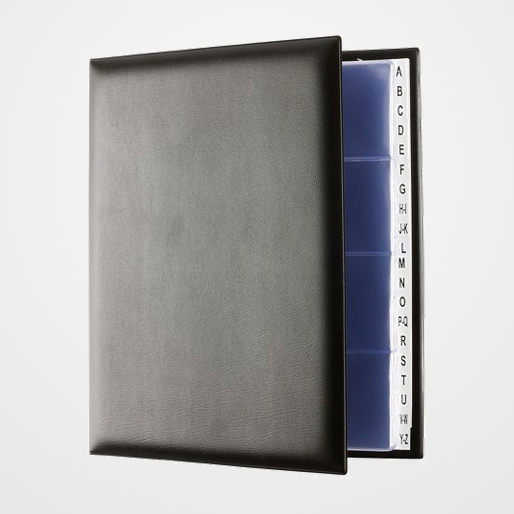 TARJETERO 4 anillas IBERPLAS A4 25mm MX. 20 fundas y sep.A-Z NEGRO