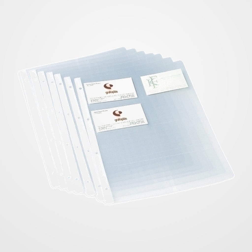 FUNDA para TARJETAS GRAFOPLAS PP 110µ A4 8 DPTOS. 4 TAL.RFZO. BOLSA de 10