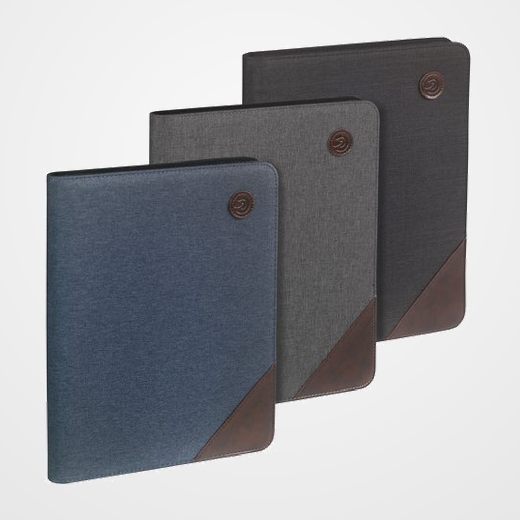 CARPETA de CONGRESOS CARCHIVO VENTURE TEXTIL A4 con BOLSILLO TABLET 9,7 , TARJETERO, BLOCK y CREMALLERA GRIS
