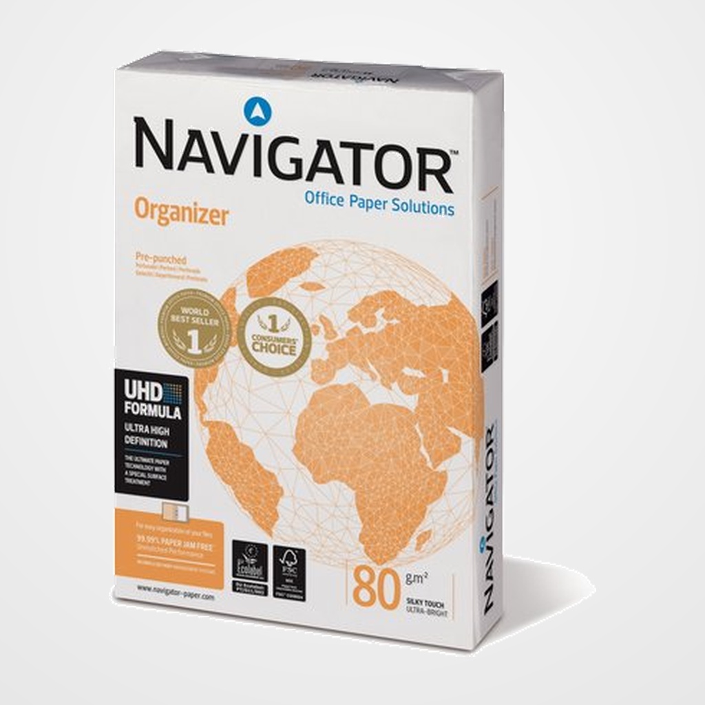 PAPEL A4 NAVIGATOR  80g 500h 4 TALADROS ORGANIZER