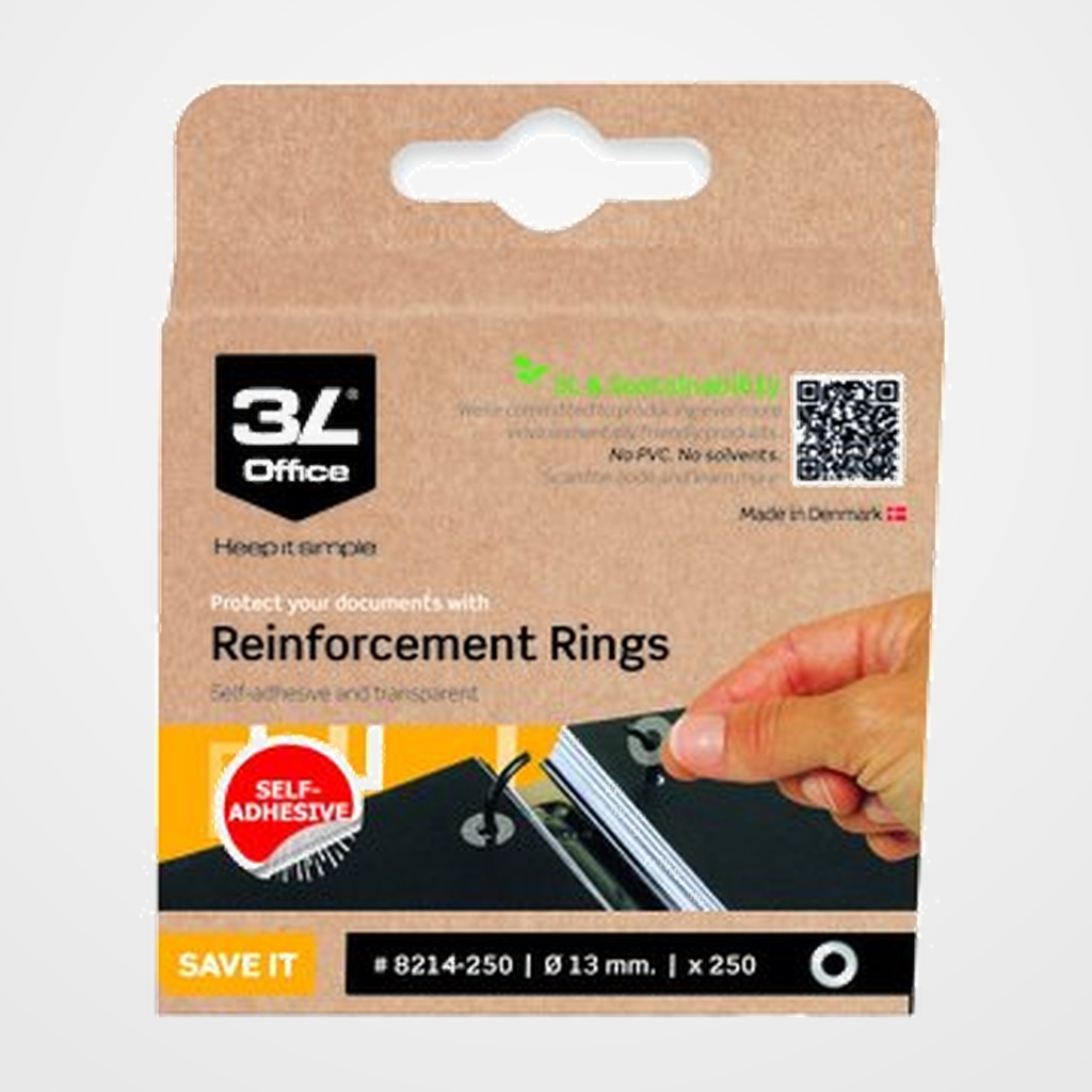 ARANDELA ADHESIVA 3L 13Ø TRANSPARENTES PACK DE 500