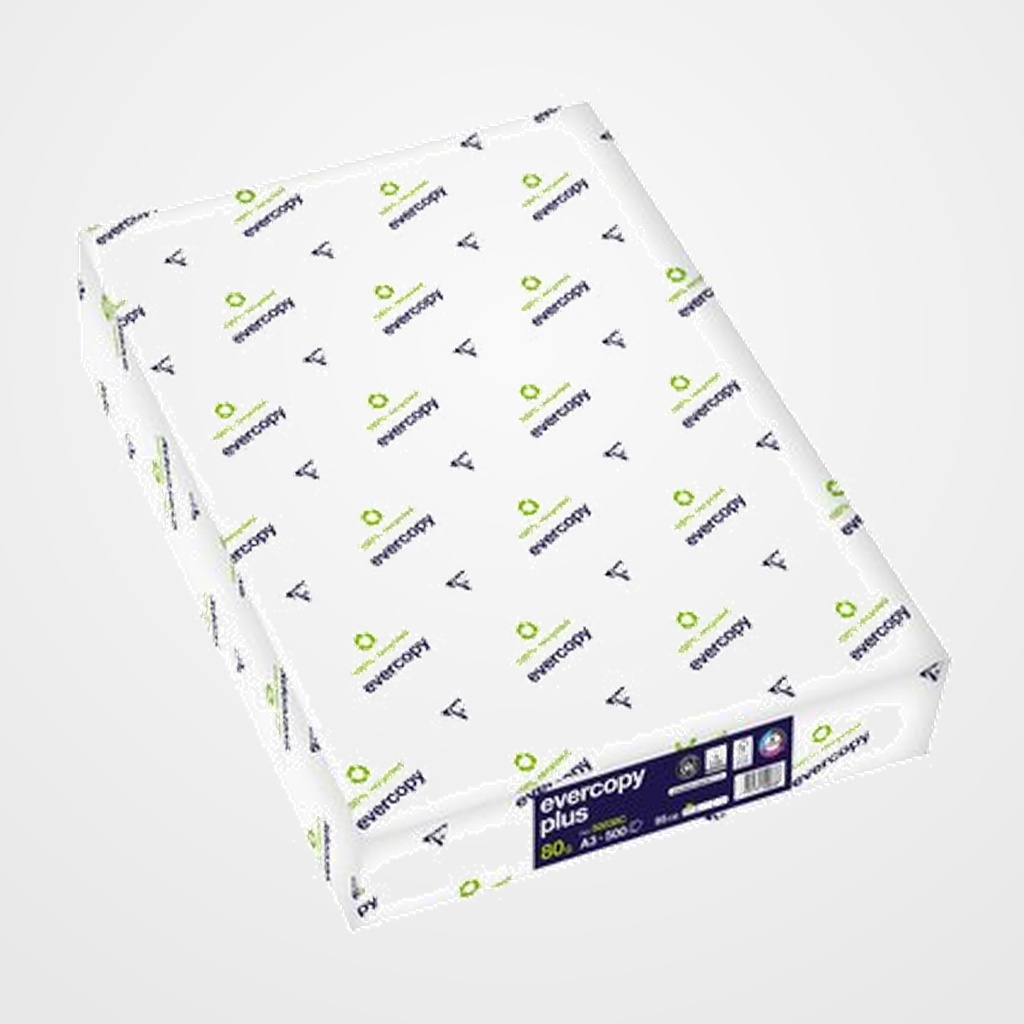 PAPEL RECICLADO A3 CLAIREFONTAINE EVERCOPY PLUS 80g 500h