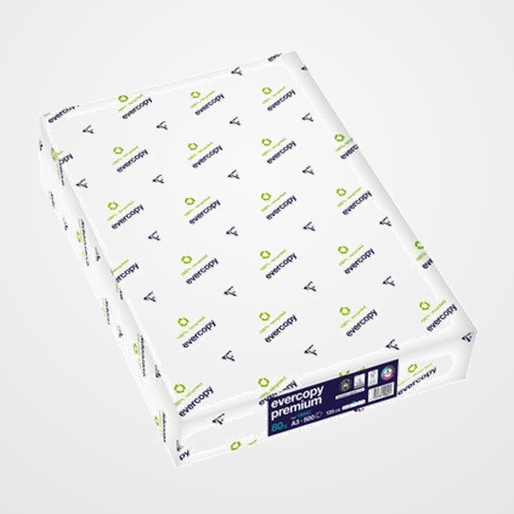 PAPEL RECICLADO A3 CLAIREFONTAINE EVERCOPY PREMIUM 80g 500h