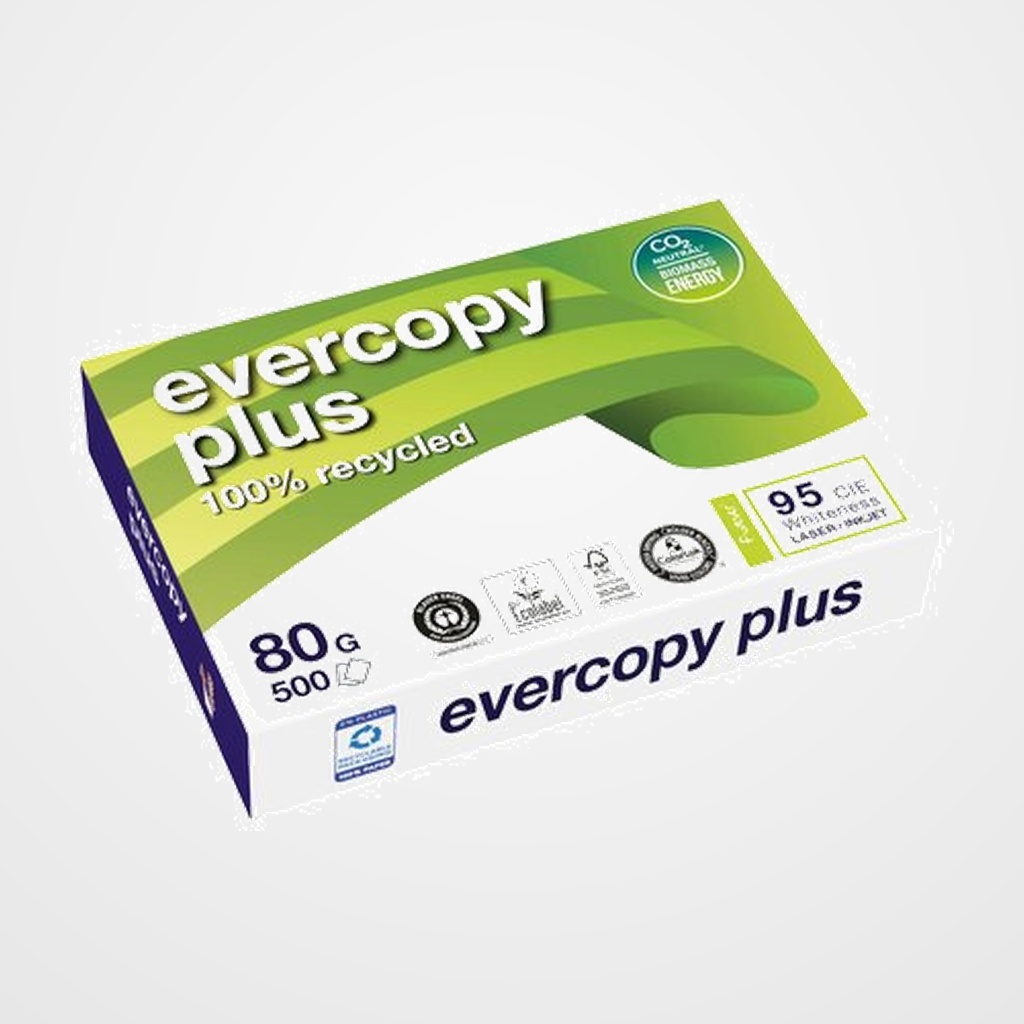 PAPEL RECICLADO A4 CLAIREFONTAINE EVERCOPY PLUS 80g 500h