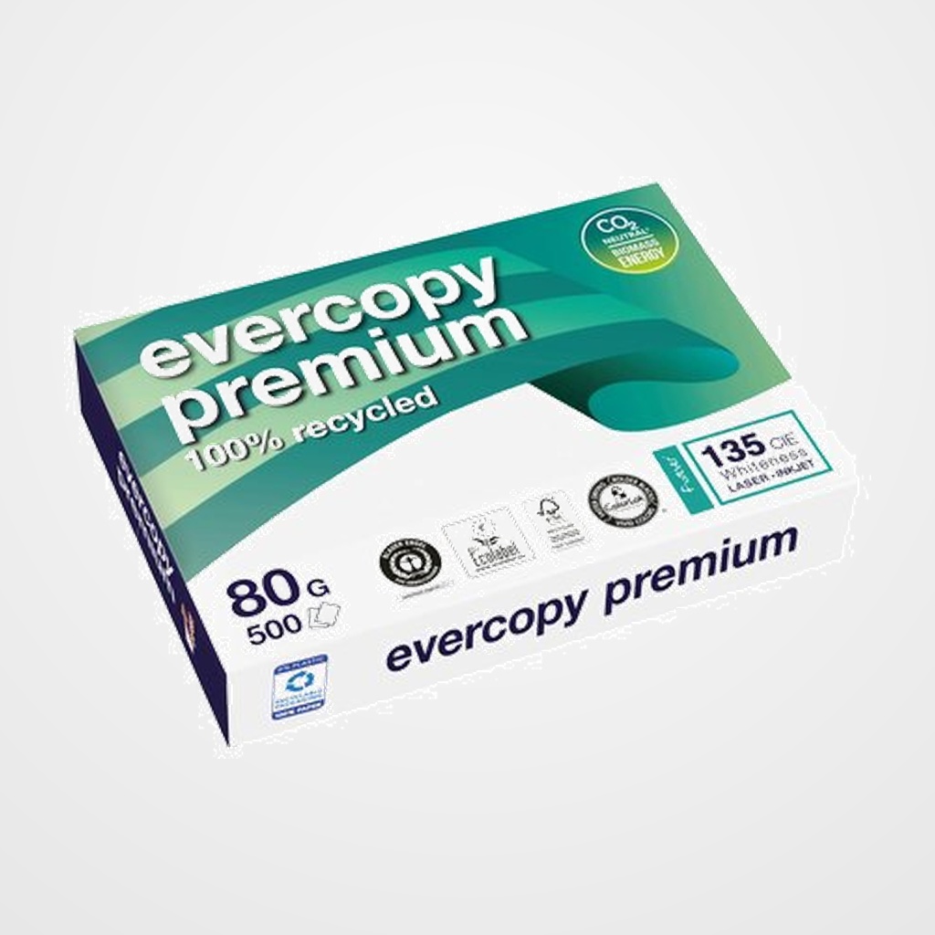 PAPEL RECICLADO A4 CLAIREFONTAINE EVERCOPY PREMIUM 80g 500h