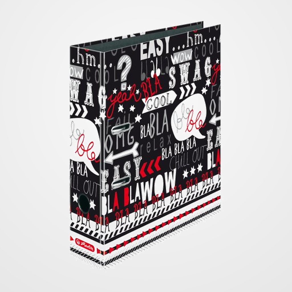 ARCHIVADOR palanca DECORADO HERLITZ BLACK&WOW A4 80mm SLOGAN