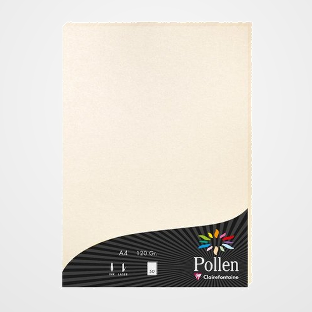 PAPEL CLAIREFONTAINE POLLEN A4 120g 50h MARFIL METALIZADO