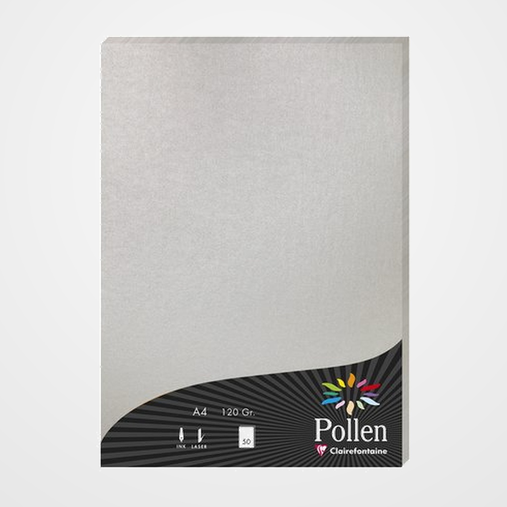[12701616] PAPEL CLAIREFONTAINE POLLEN A4 120g 50h PLATEADO
