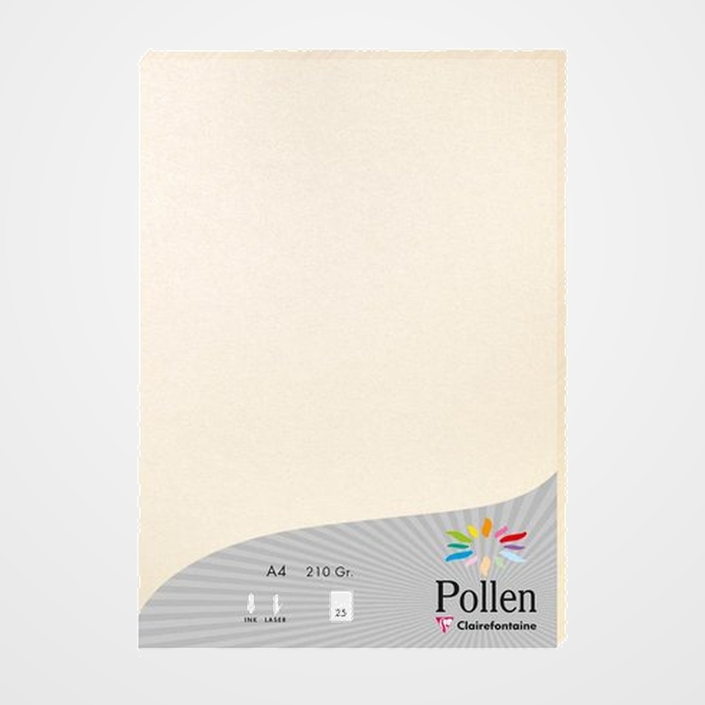 PAPEL CLAIREFONTAINE POLLEN A4 210g 25h MARFIL METALIZADO