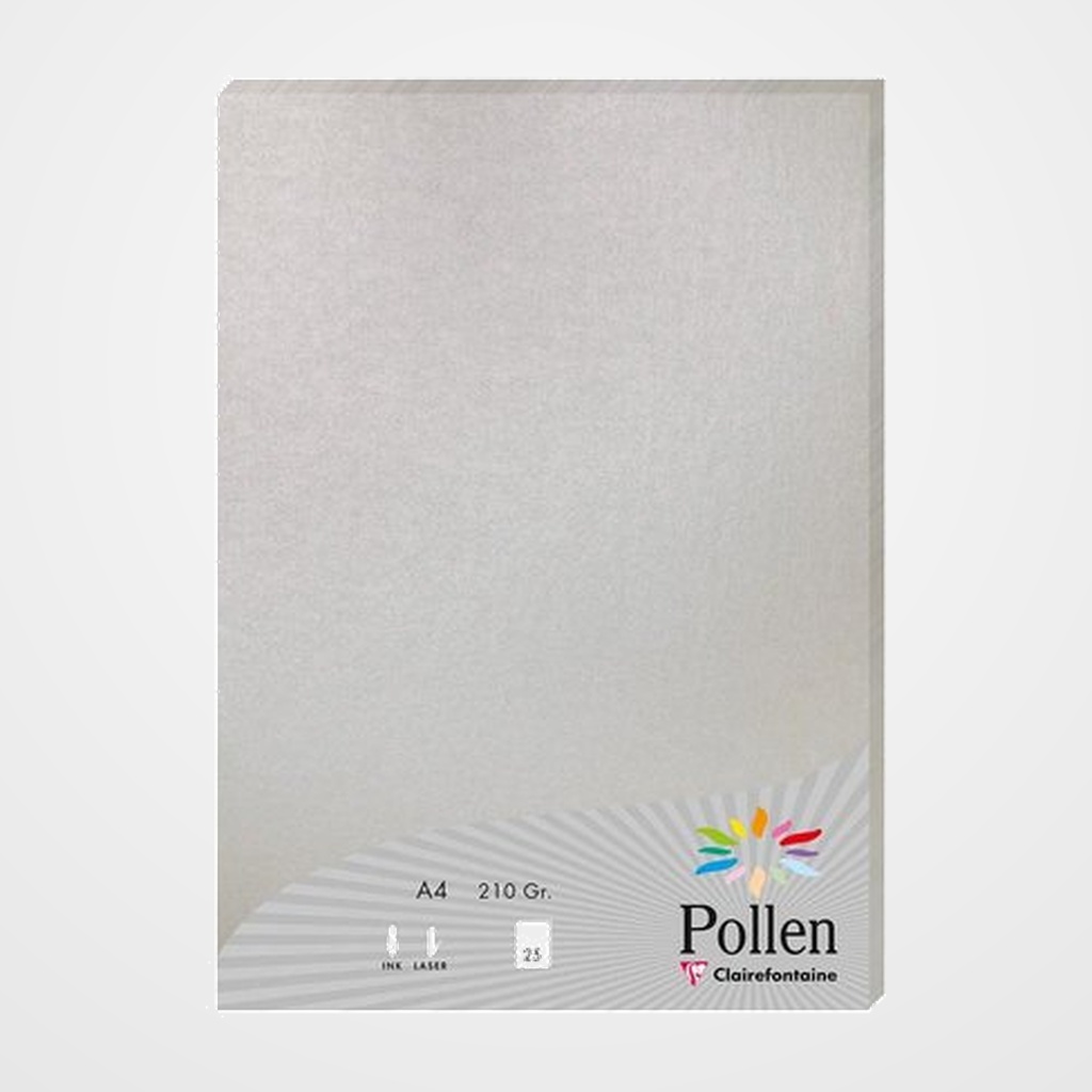 PAPEL CLAIREFONTAINE POLLEN A4 210g 25h PLATEADO