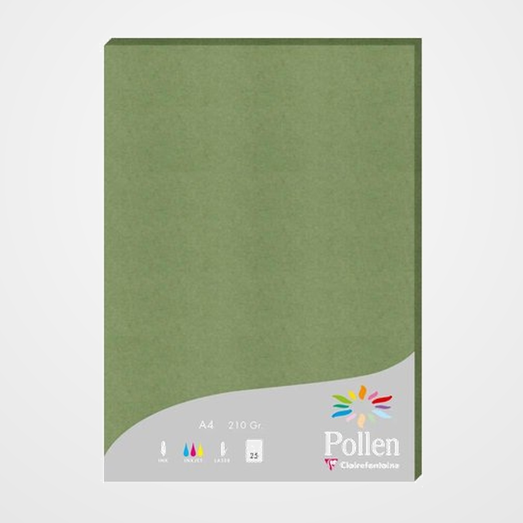 PAPEL CLAIREFONTAINE POLLEN A4 210g 25h VERDE SALVIA